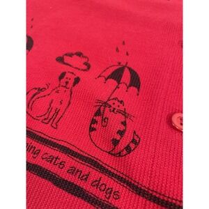 Christopher &‎ Banks Raining Cats Dogs Lover Button Front Cardigan Women's M Red